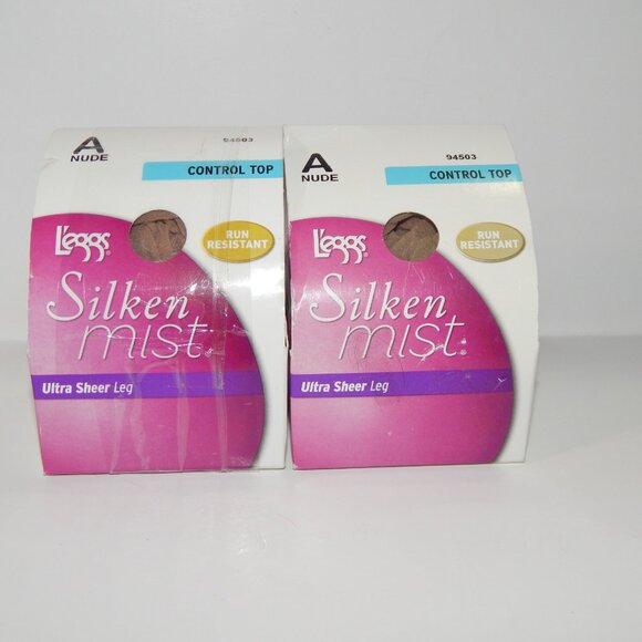 8 L'eggs Sz A Silken Mist NUDE Control Top Leggs Pantyhose Stockings - Picture 4 of 5